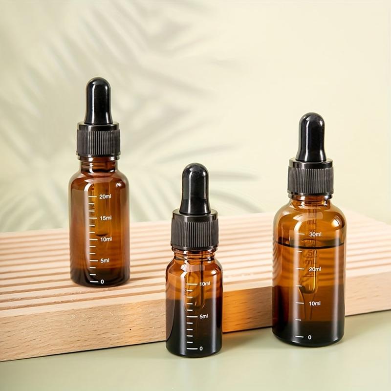 9pcs 30ml Amber Glass Dropper Bottle Graduated With Cap For Essential Oils