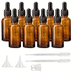 9pcs 30ml Amber Glass Dropper Bottle Graduated With Cap For Essential Oils