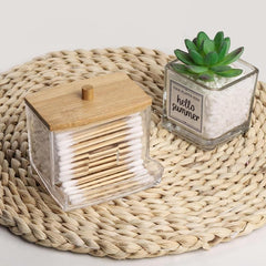 Wooden Swab Pads Holder with Q Tip Dispenser