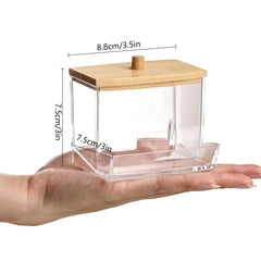 Wooden Swab Pads Holder with Q Tip Dispenser
