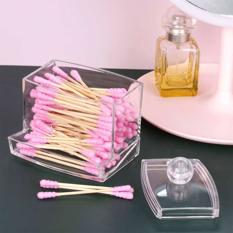 Wooden Swab Pads Holder with Q Tip Dispenser