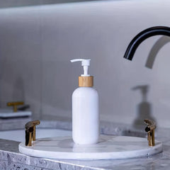 Bamboo Pump Dispenser for Shower Gel Lotion - Refillable Container