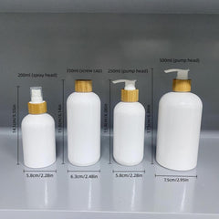 Bamboo Pump Dispenser for Shower Gel Lotion - Refillable Container