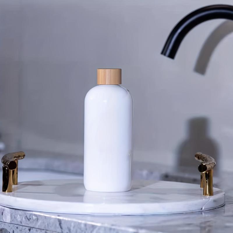 Bamboo Pump Dispenser for Shower Gel Lotion - Refillable Container