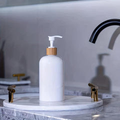 Bamboo Pump Dispenser for Shower Gel Lotion - Refillable Container