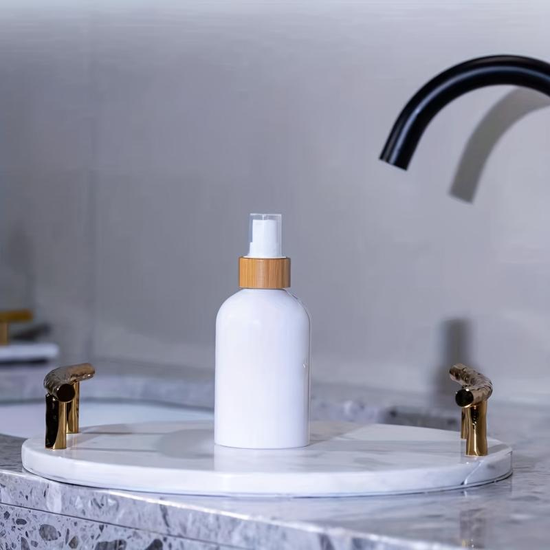Bamboo Pump Dispenser for Shower Gel Lotion - Refillable Container