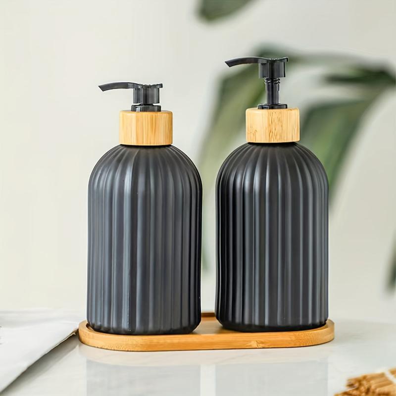 2pcs Bamboo Pump Soap Dispenser 17oz Set
