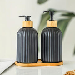 2pcs Bamboo Pump Soap Dispenser 17oz Set