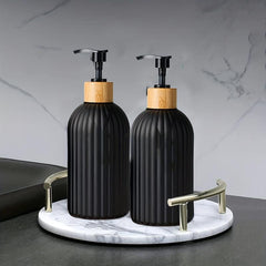 2pcs Bamboo Pump Soap Dispenser 17oz Set