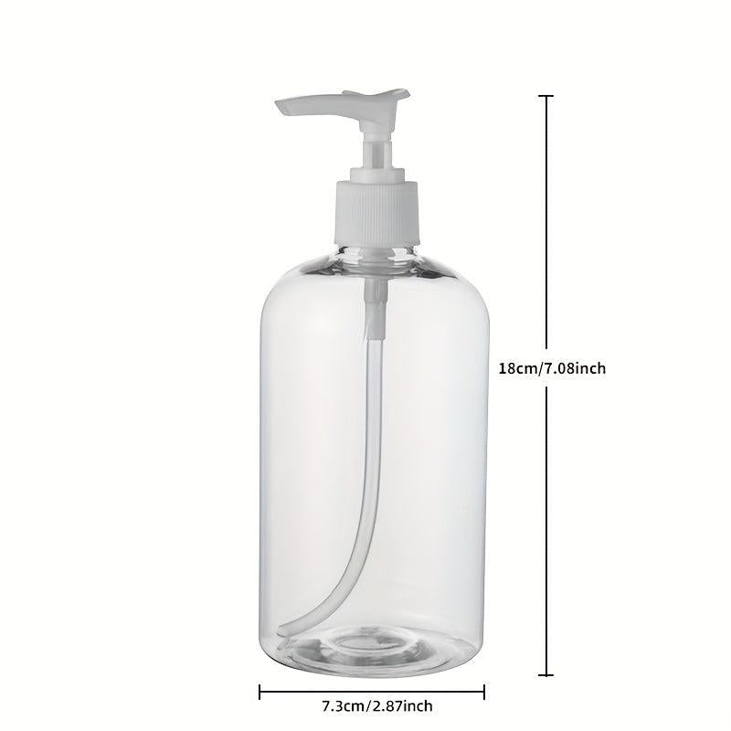 4pcs 16 Oz Shampoo Pump Bottles Clear Lotion Pump w/ Labels & Funnel