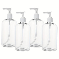 4pcs 16 Oz Shampoo Pump Bottles Clear Lotion Pump w/ Labels & Funnel