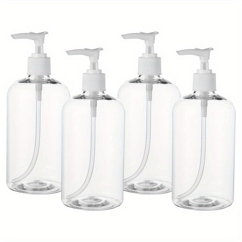 4pcs 16 Oz Shampoo Pump Bottles Clear Lotion Pump w/ Labels & Funnel