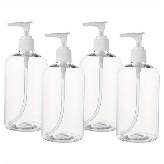 4pcs 16 Oz Shampoo Pump Bottles Clear Lotion Pump w/ Labels & Funnel
