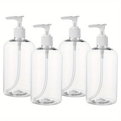 4pcs 16 Oz Shampoo Pump Bottles Clear Lotion Pump w/ Labels & Funnel