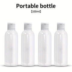 4pcs 100ml Portable Travel Size Plastic Bottles Refillable Flip Lid