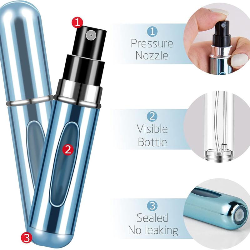10pcs 5ml Mini Refillable Perfume Bottle Travel Spray Scent Pump Empty Container