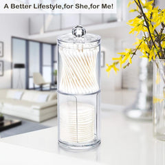 Clear Acrylic Cotton Swabs Dispenser Bathroom Storage Canister