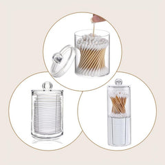 Clear Acrylic Cotton Swabs Dispenser Bathroom Storage Canister