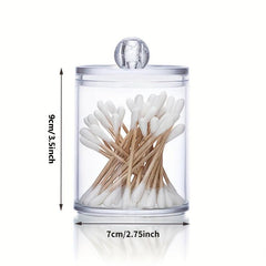 Clear Acrylic Cotton Swabs Dispenser Bathroom Storage Canister