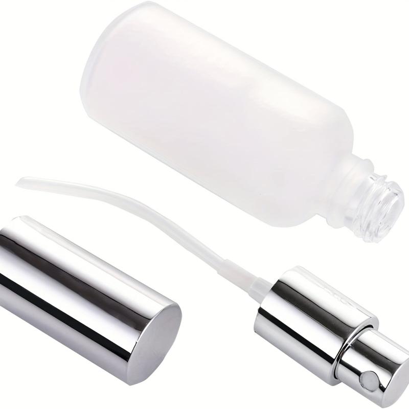 2pcs Frosted Glass Spray Bottles 100ml Silvery Aluminum Sprayer