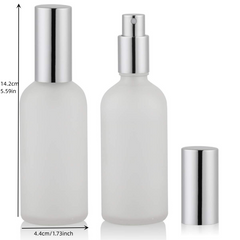 2pcs Frosted Glass Spray Bottles 100ml Silvery Aluminum Sprayer