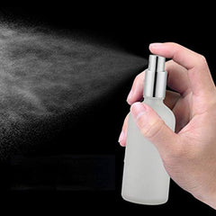 2pcs Frosted Glass Spray Bottles 100ml Silvery Aluminum Sprayer