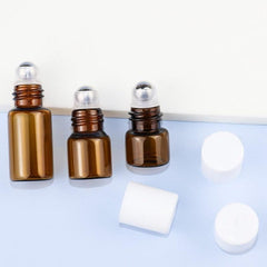 3pcs Amber Roll On Roller Bottle For Essential Oils 1ml 2ml 3ml