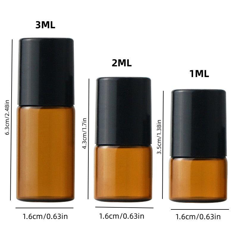 3pcs Amber Roll On Roller Bottle For Essential Oils 1ml 2ml 3ml