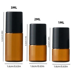 3pcs Amber Roll On Roller Bottle For Essential Oils 1ml 2ml 3ml