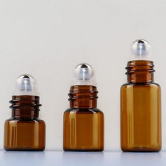 3pcs Amber Roll On Roller Bottle For Essential Oils 1ml 2ml 3ml