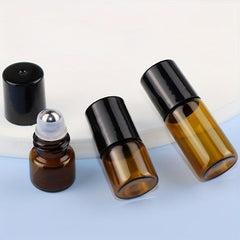 3pcs Amber Roll On Roller Bottle For Essential Oils 1ml 2ml 3ml