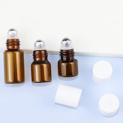 3pcs Amber Roll On Roller Bottle For Essential Oils 1ml 2ml 3ml