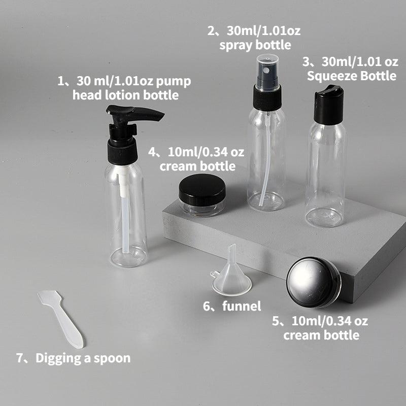 7pcs Travel Bottles Set Empty Lotion Shampoo Mini Face Cream Pot Transparent