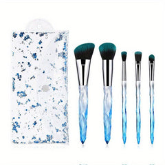 Crystal Handle Makeup Brush Set 5pcs Synthetic Bristles
