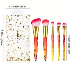 Crystal Handle Makeup Brush Set 5pcs Synthetic Bristles