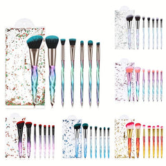 Crystal Handle Makeup Brush Set 5pcs Synthetic Bristles