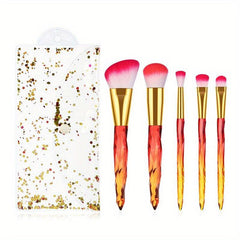 Crystal Handle Makeup Brush Set 5pcs Synthetic Bristles