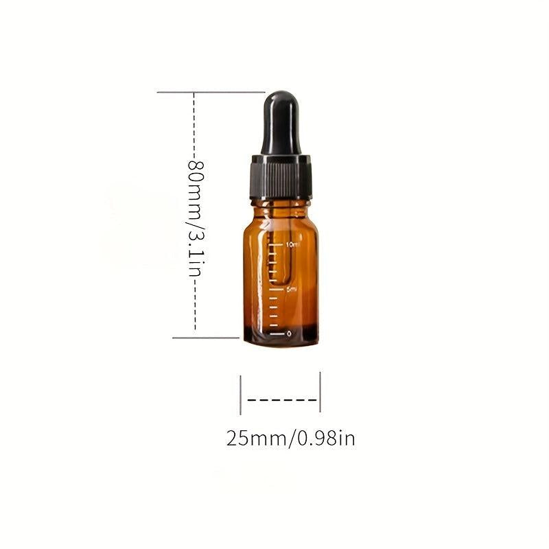 10pcs 10ml Amber Glass Dropper Bottle Round Head Dropper Cap