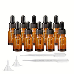 10pcs 10ml Amber Glass Dropper Bottle Round Head Dropper Cap