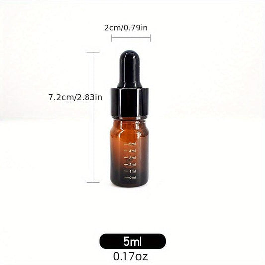 5pcs Amber Essential Perfume Glass Dropper Bottles Set