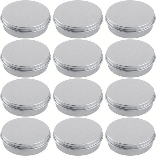 12pcs 2oz Aluminum Tin Jar for Cosmetics Skincare Screw Lid Round Container