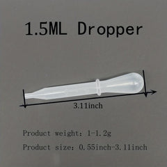 20pcs Disposable Plastic Transfer Pipettes 1.5ml Liquid Droppers Lab Science Art