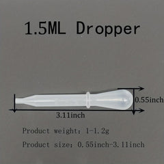 20pcs Disposable Plastic Transfer Pipettes 1.5ml Liquid Droppers Lab Science Art