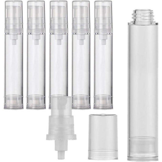 6Pcs 15ml Airless Lotion Bottles Portable Travel Clear Refillable Vacuum Pump