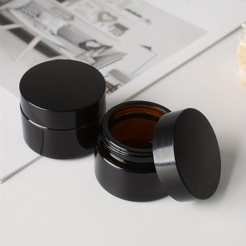 Amber Glass Jars Cosmetic Lotion Containers with Liners and Lids