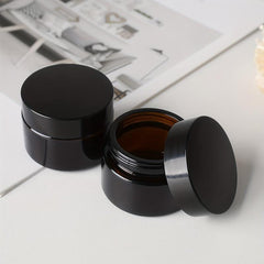 Amber Glass Jars Cosmetic Lotion Containers with Liners and Lids