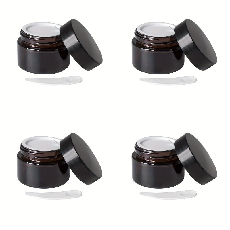 Amber Glass Jars Cosmetic Lotion Containers with Liners and Lids