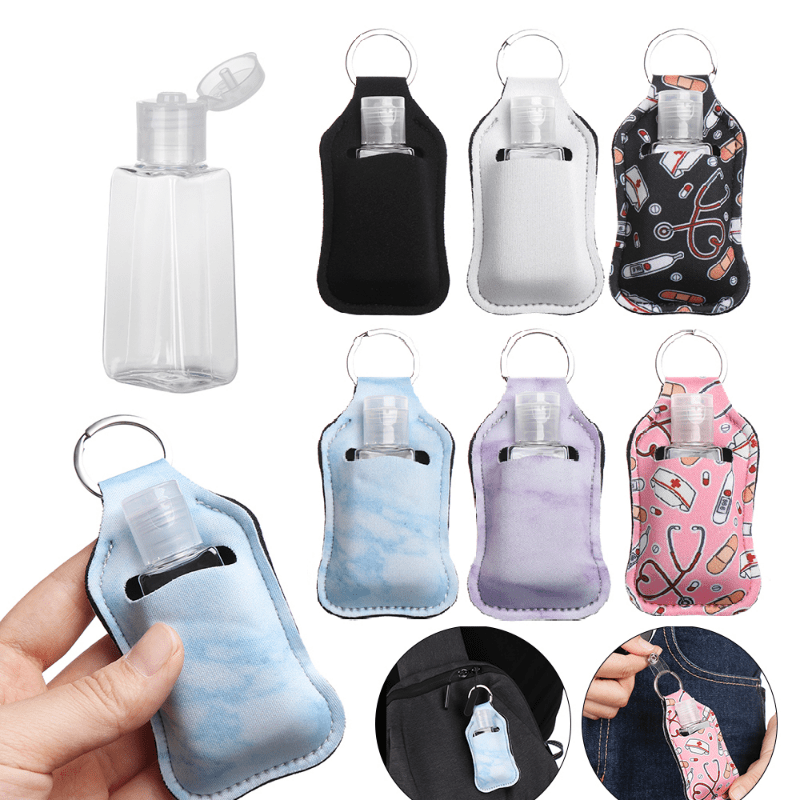 Refillable Travel Bottle and Keychain Holder for Lotion Soap Cleaning Liquids