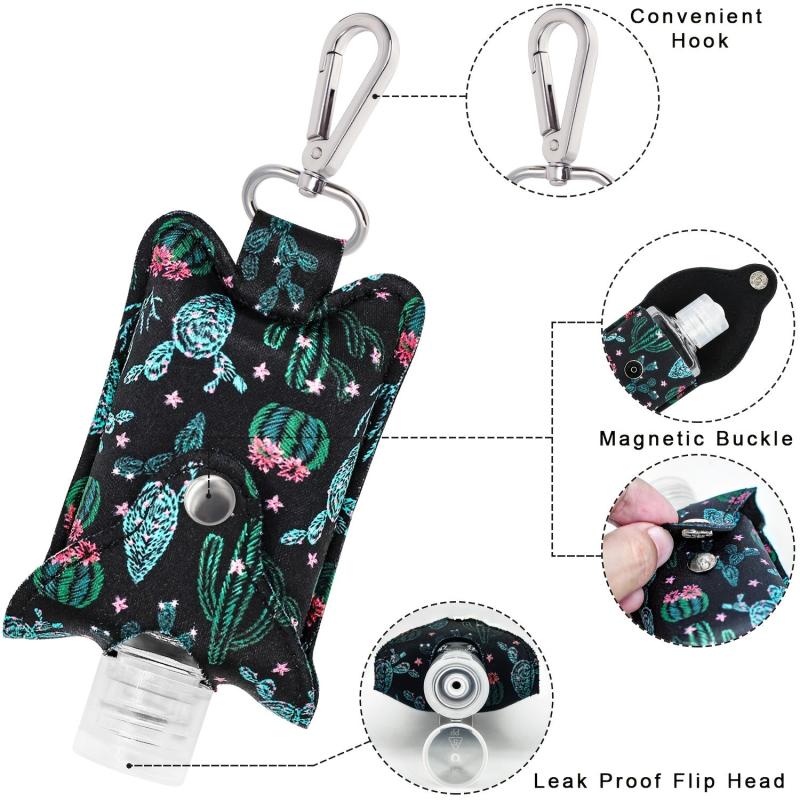 Leak Proof Refillable Travel Bottles with Keychain Holder 2oz Squeeze Bottles