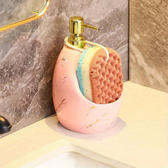 Ceramic Soap Dispenser with Sponge Holder Refillable Liquid Bottle